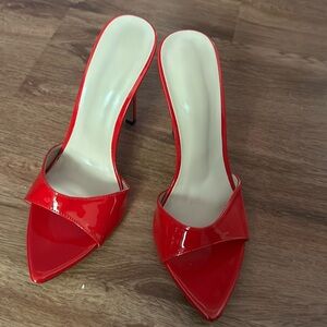 Red Stiletto Mules